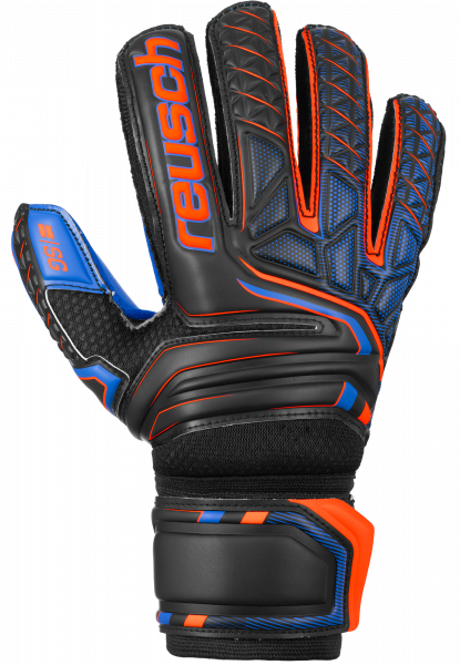 Reusch Attrakt SG Extra Finger Support 5070830 7083 black blue orange front